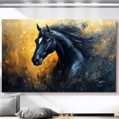 Pferd leinwandbild schwarz - leinwandbild,