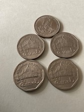 Thailand 5 x5 Baht Münzen in