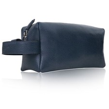 Dunkelblau Leder Kosmetiktasche Kulturtasche Badezimmertasche Herren & Damen
