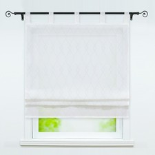 Raffrollo mit Schlaufen Raffgardine Leinen Küche Vorhang Landhaus Schlaufenrollo