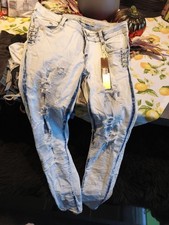 Original Stretch Jeans Strass 40 L Zerrissener Look Cool Neu