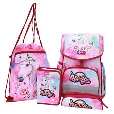 Einhorn Schulranzen SET 4 teilig Schultasche Tornister mit Fidlock für Mädchen