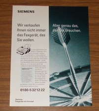 Seltene Werbung SIEMENS Fax - Faxgeräte mit Konzept 1996