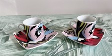 2er Set - Espresso Tassen & Unterteller im Pop Art  -Roy Lichtenstein- Design