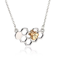 Neue Silber Mode Charm Waben Biene Tier Anhänger Halsketten Geschenk Liebe