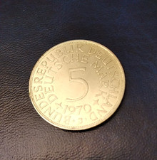 5 DM J387 Silber Kursmünze 1970 J ohne Randschrift! Rand glatt gute VZ Erhaltung