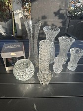 Konvolut 9 Stück Blumenvasen Blumen Vase Windlicht Kristall Glas Kerzenlicht