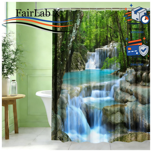 Duschvorhang wasserfall natur - duschvorhang,