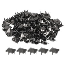 150Stk Quadratische Pyramiden-Nieten,10mm Vier-Kiefer-Stollen-Spikes Schwarz
