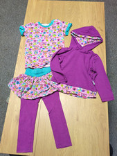 Babauba Set 86/92 Eule, Lila Rosa T-Shirt, Kapuzenpullover, Leggings Mit Rock