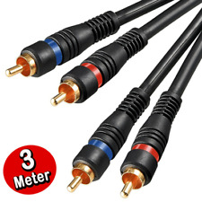 Cinchkabel Stereo, doppelt geschirmt vergoldet, Cinch Chinch RCA Kabel - 3 Meter