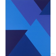 VOLKER LEONHARDT ÖLGEMÄLDE BLAU KONSTRUKTIV MINIMALISMUS UNIKAT VP: 1450€*