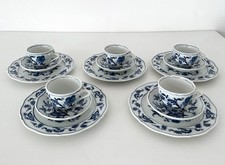 Blue Danube U.S. 5 x Gedeck Espressotasse Untertasse Teller Zwiebelmuster
