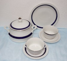 Schumann Arzberg, Speiseservice- Form 1975- Platinrand, Echt Cobalt - Auswahl