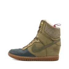 Nike Damen Dunk Sky Hi Sneaker Oliv Leder Keilstiefel Schaft High-Top EU 40.5