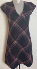 Petra Pohl Damen Strick Kleid Kariert Kurzarm Mehr Farbe Gr.36 Wolle Mischung