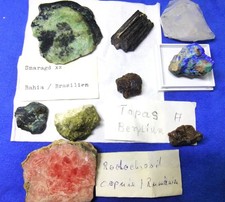 Azurit, Smaragd, Topas,  Turmalin