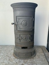 Antiker Ofen, Gusseisen, Jugendstil, Ovaler Kanonenofen, sehr stilrein verziert