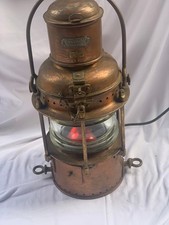 Große alte Schiffslaterne "Franz Schilbach, Stettin"  Kupfer uralt Maritimes 