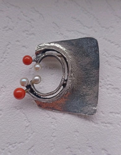 Brutalistische brosche silber - brutalistische,