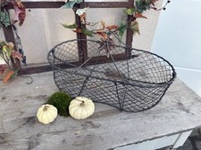 Alter Erntekorb Oval  Metall Kartoffelkorb Drahtkorb Landwirtschaft Blumenkorb