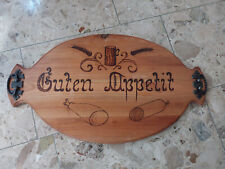 Servierplatte Holz, 60cm  Handarbeit  Wurstplatte  mit Griffen " Guten Appetit"