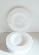 Sechs weiße Suppenteller Dario 2013 Classic Bone China, neuwertig 