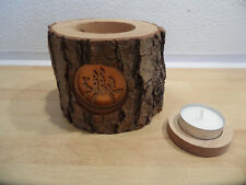 Teelichthalter Teelicht Baumstamm Rindenholz Weihnachten Zweig mit Kerzen Ø 11cm