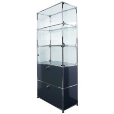 USM Haller Sideboard Highboard Glas-Vitrine Anthrazit-Grau 2 Klappen mit Schloss