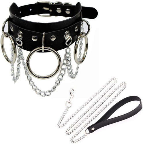 Breit lederhalsband halskette - breit,