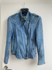 Damen, Lederjacke, Biker, kurz, Vintage, Gr. S, türkis, Designer: Witty Knitters