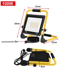 100W 200W LED Fluter Flutlicht Gelb Stativ Baustrahler Scheinwerfer mit Stecker