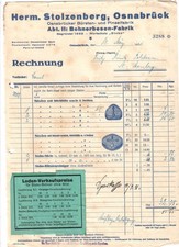A.) K2 Alte Rechnung H. Stolzenberg Bohnerbesen Fabrik Osnabrück 1931