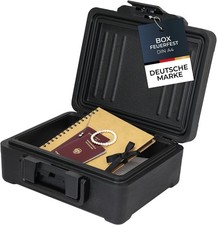 HMF Feuerfeste Dokumentenbox DIN A4 wasserdichte Geldkassette abschließbar sw