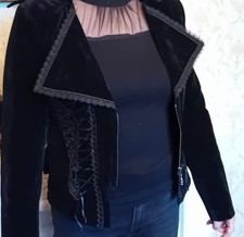 PUNK RAVE Gothic Damen Blazer Knights Jacket Black Edel Samt Schwarz Victorian