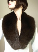 Pelz Schal Blaufuchs Kragen Fell Besatz Mantel Hals Schmuck Winter Mode dk.Braun