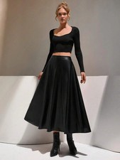 Rock Maxirock Kunstlederrock