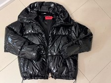 NEUw Orig HUGO BOSS Steppjacke L 44 42 Taschen Winter Schwarz Lack Jacke Anorak