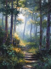 Waldweg Landschaft Gemälde