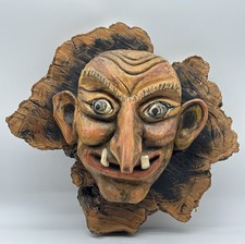 Echte Alemannische Krampus Perchten Dämon Holzmaske Larve 1970 Schnitzer Busam