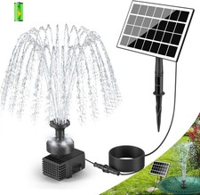 SZMP Solar Springbrunnen 3.5W mit LED, 2000mAh Akku, 16.4ft Kabel, für Garten
