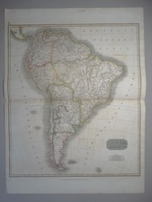 South America - Südamerika - Thomsons Atlas - kol. Kupferstich Karte Map 1844
