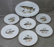 FISCHSERVICE FISCHTELLER FISCHPLATTE 7 TELLER J.K.W CARLSBAD ROSENTHAL GOLDRAND