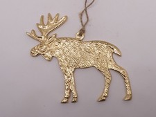 Christbaumschmuck Elch Gold groß Aluminium Winter Hängedekoration struktuiert