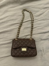 Handtasche Braun Gold Kette Schultertasche Crossbody