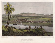 Marktsteft Main Original kolorierter Stahlstich Mayer 1847