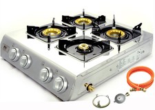 NGB-400 Edelstahl Gaskocher 4 flammig 12 KW Gasherd Campingkocher WOK Topfträger