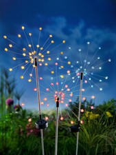 Solar-Gartenstecker Fleur 3er-Set je 40 LED-Blümchen in Orange Blau Pink 80cm 