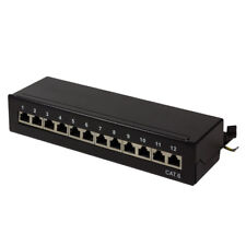 12 Port RJ45 Patchpanel Patchfeld Wand Desktop Verteilerfeld CAT.6 STP Schwarz
