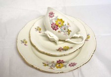 Sammeltasse Set creme/weiß  mit Blumen LETTIN  Antik